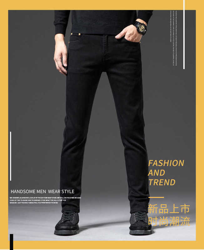Jeans da uomo firmati Chao marca da uomo di fascia alta neri slim elasticizzati slim fit moda coreana pantaloni autunnali e invernali X317
