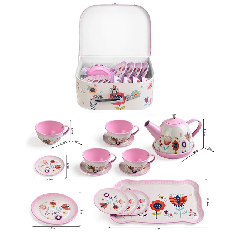 DIY låtsas Spela leksakssimulering Tea Set Tabellery Spela House Kitchen Afternoon Tea Game Toys Gifts for Children Barn Girls 240131