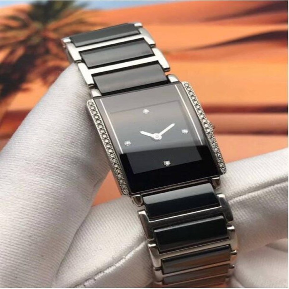 Деловые часы высшего качества для женщин, черные керамические часы с кварцевым механизмом, модные женские наручные часы rd32179P