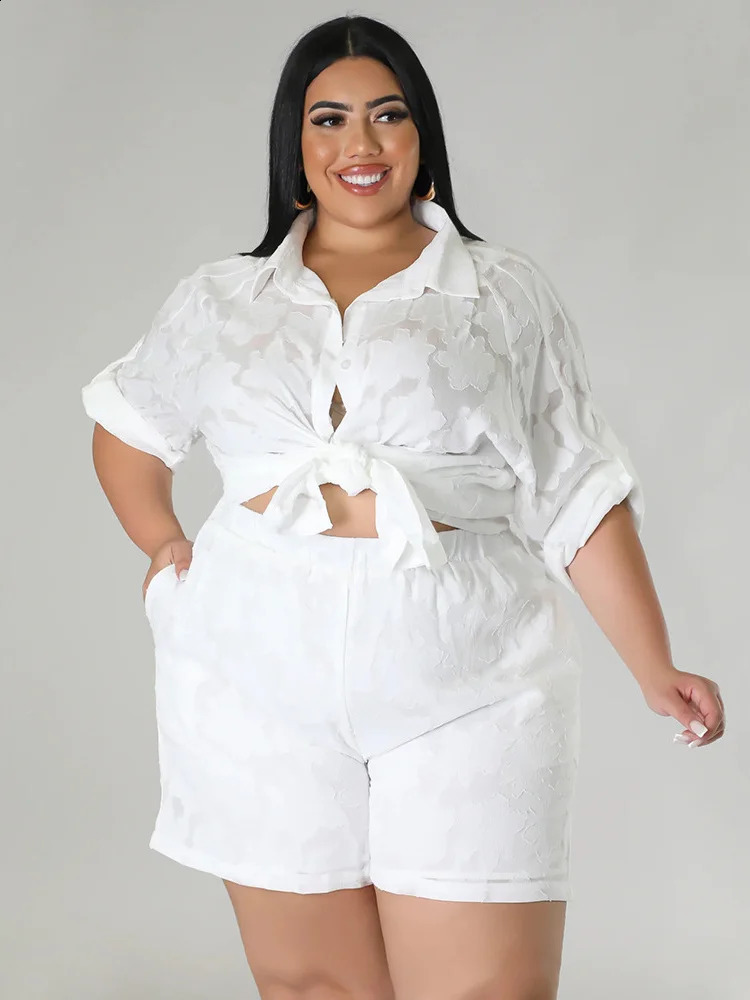 Wmstar grande taille deux pièces ensembles femmes correspondant ensembles chemises lâches top shorts survêtement décontracté été vente en gros goutte 240127