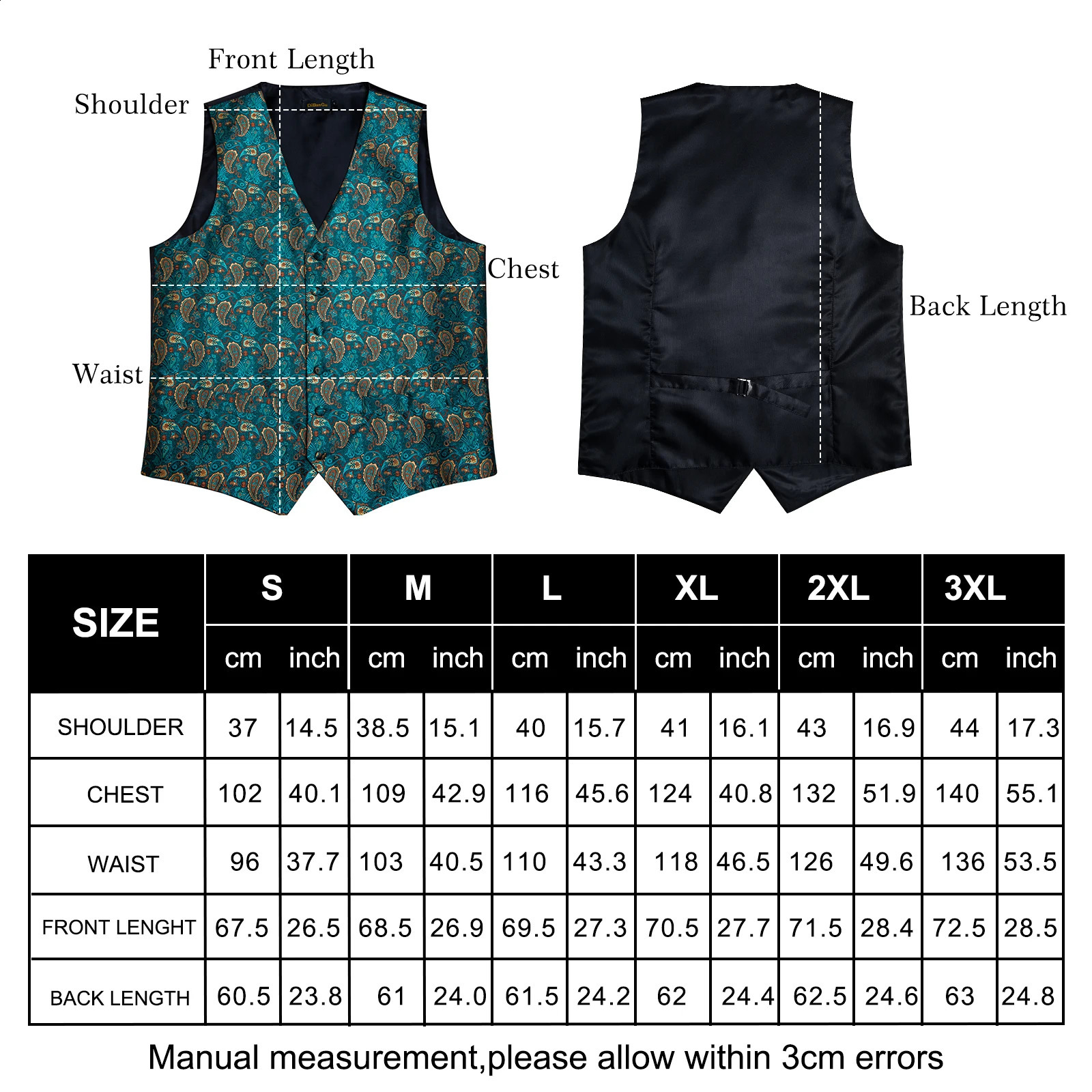 Teal Green Paisley 100% Silk Formal Dress Vest Mens Suit Waistcoat Tie Brooch Pocket Square Set for Tuxedo DiBanGu 240119