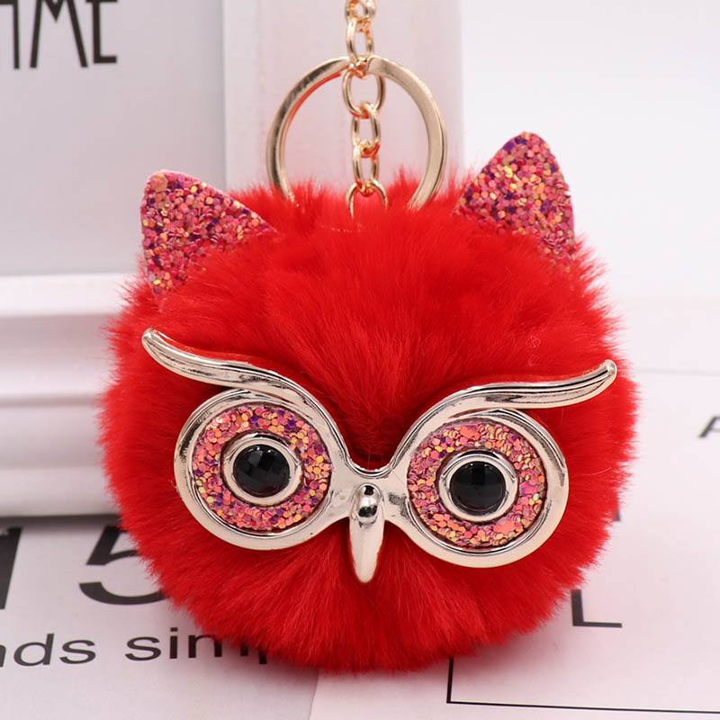 Owl Plush Keychain Imitation Rabbit Hair Ball Bag Pendant Pälsbil Pendant Tillverkare Lanyards Wholesale