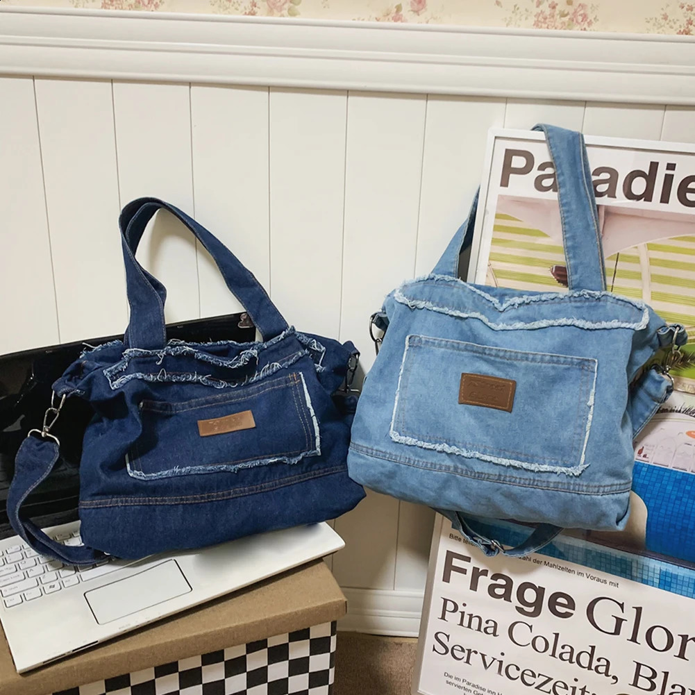 Jean Umhängetasche, modische Denim-Tasche, große Kapazität, multifunktional, Retro, vielseitige Umhängetasche, lässige Tragetasche, Handtasche 240124