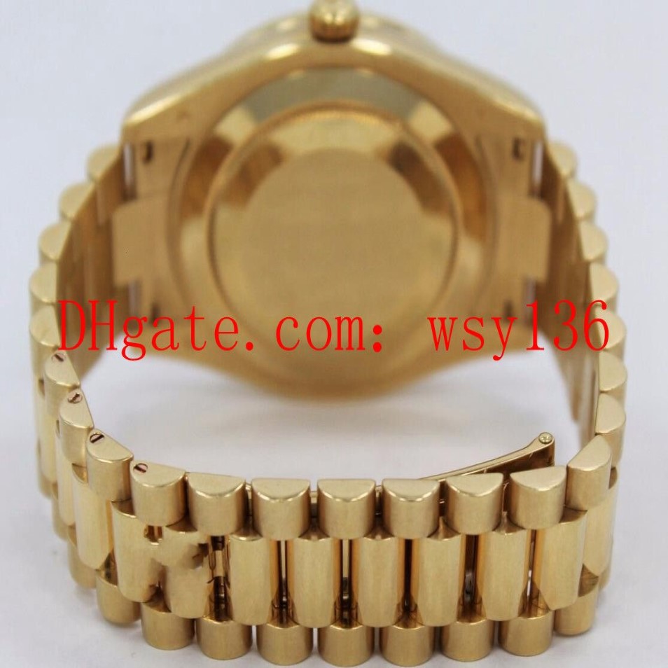 Luxury Men's Wrist Watches Day-Date II Presi 218238 18K Yellow Gold Baguettes Diamond 36mm Automatisk mekanisk rörelse Mens273G