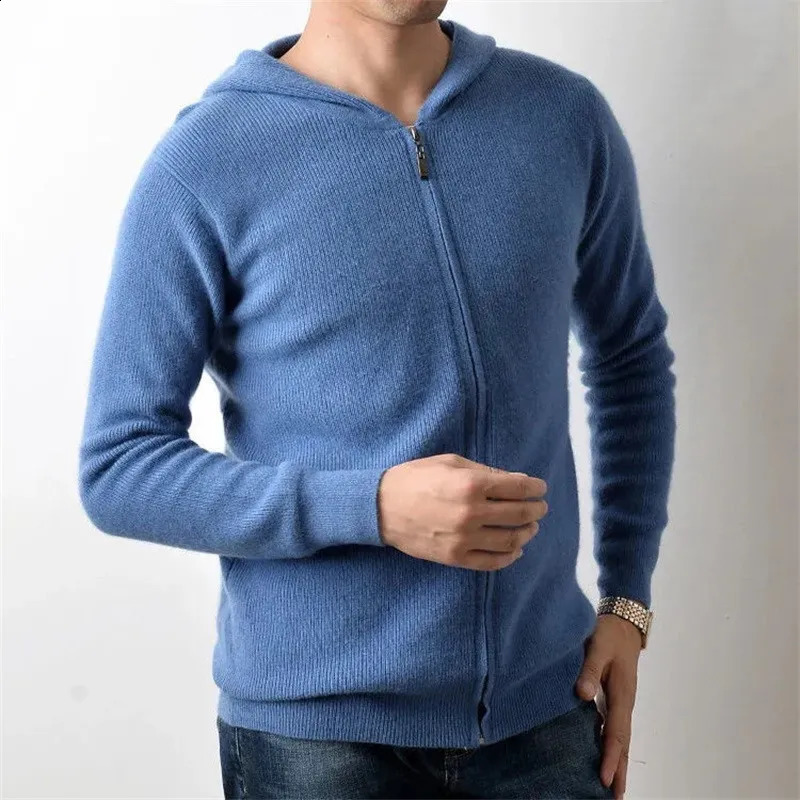 AutumnWinter Simple Solid Knitted Cardigan Cashmere Sweater Coat Mens Fashion Brand Versatile Casual Top Tren 240130