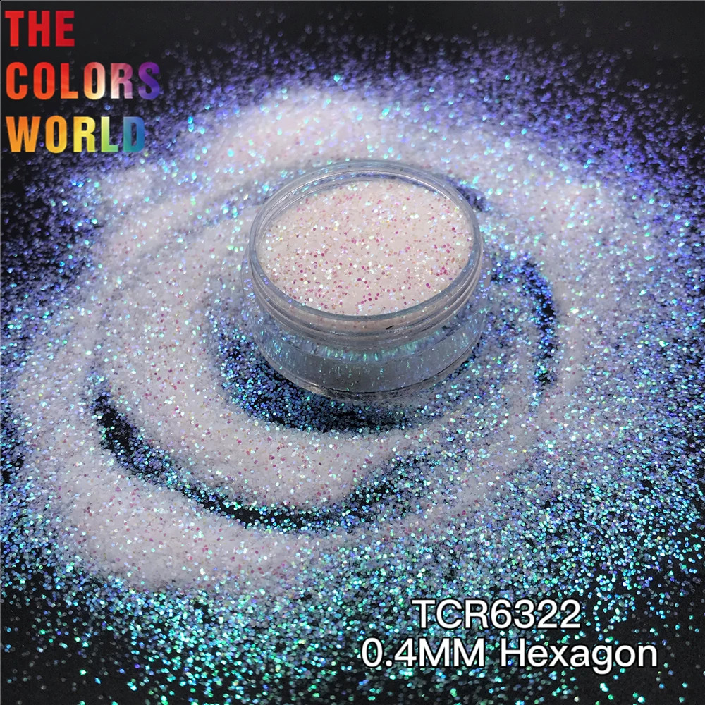 TCT-158 iriserande regnbågens färger Hexagon 0,4 mm pulverfärgad glitter nagelkonst dekoration nagelgel gel makeup manual hantverk diy 240202