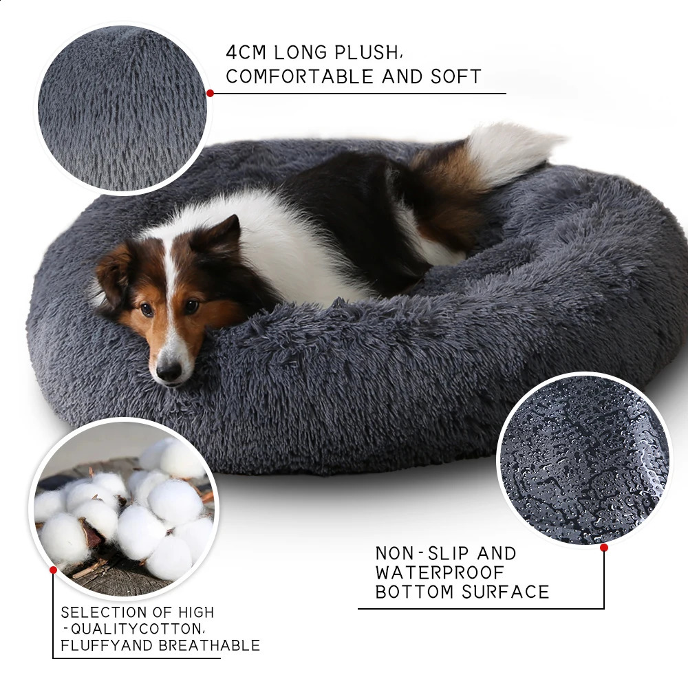 King Dog Bed Soffa Basket Beds roliga tvättbart avtagbart hus Long Luxe Plush Outdoor Large Pet Cat Warm Mat 240131