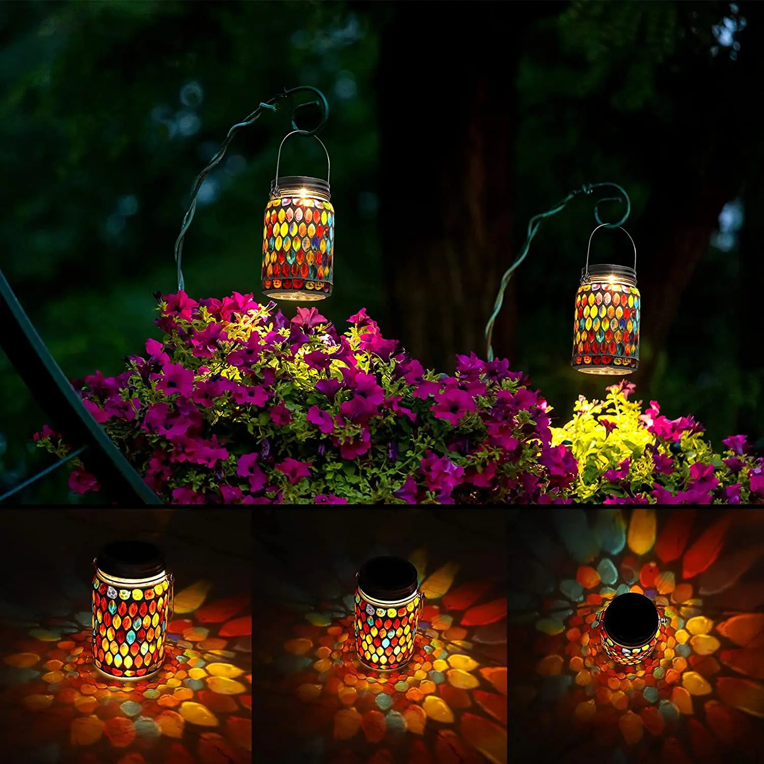 Solar Light Outdoors Lantern Solar ładowanie kolorowe dekorowanie słonecznej mozaiki lampa latarnia słoneczna ogród ogród dekoracja ogrodowa 240123