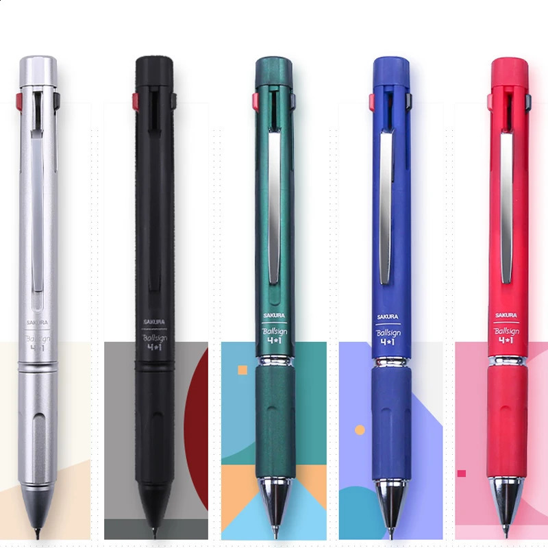 SAKURA GB4M1004 Multi-function Pen 0.4MM Four-color Gel Pen Plus 0.5MM Automatic Pencil 240122