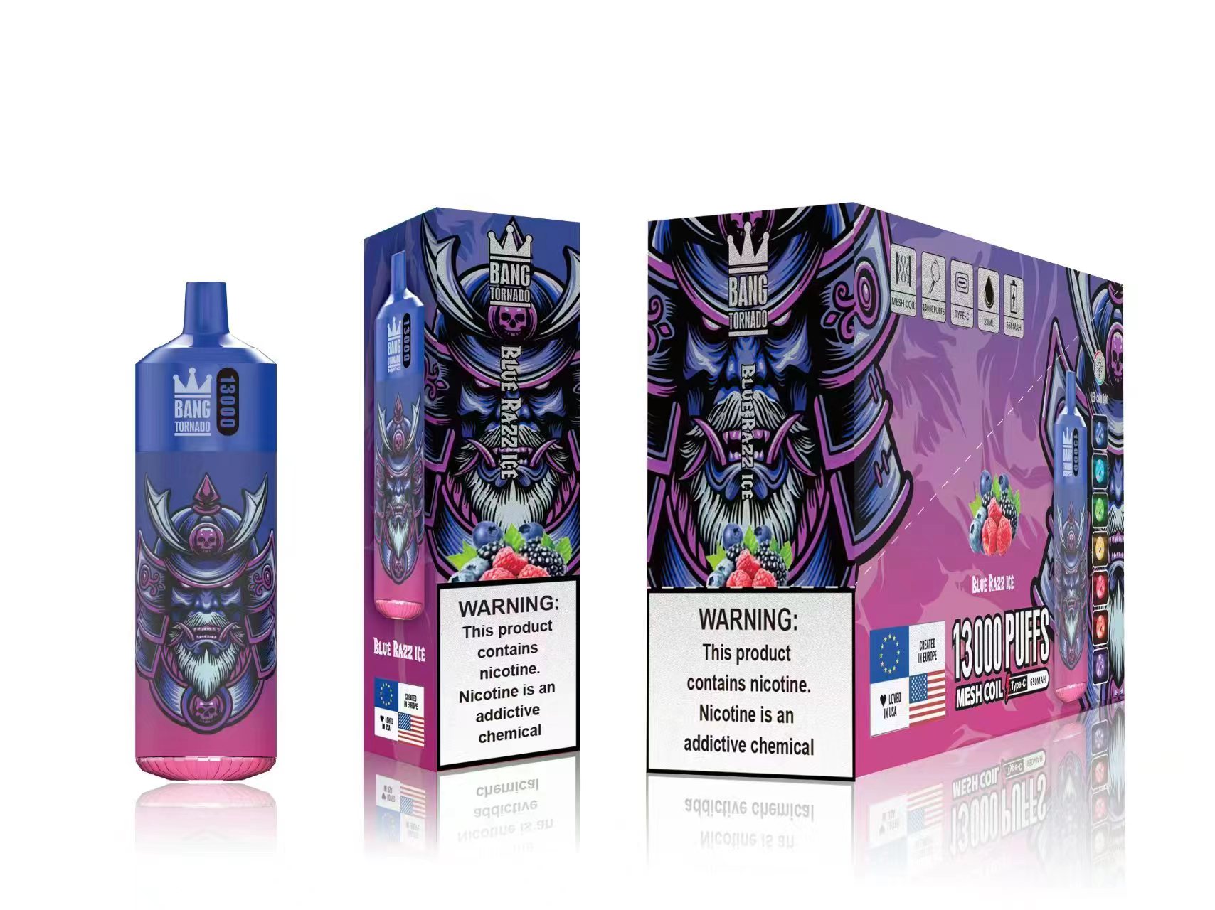 Original Bang Tornado 13000 Puffs Einweg-E-Zigaretten Puff 13k 0 % 2 % 5 % 23 ml vorgefüllte Pod-Mesh-Spule 650 mAh wiederaufladbarer Batteriestift 20 ml vorgefülltes Kartuschenbox-Kit