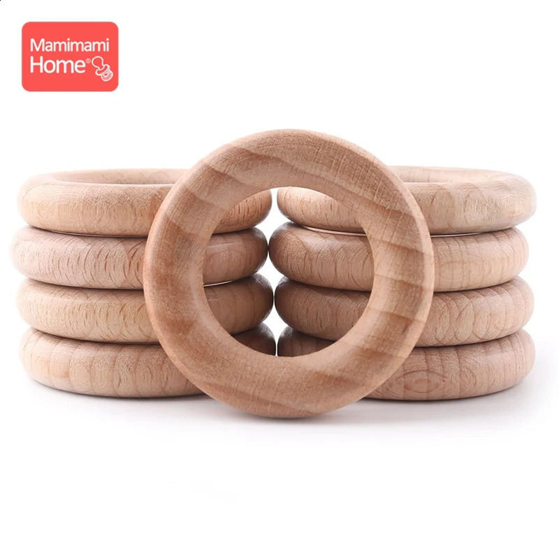 Mamihome, 50 unidades, 40mm-70mm, anillos de madera de haya, mordedor para bebé, libre de BPA, madera en blanco, roedores, pulseras de lactancia DIY, artículos para niños, juguetes 240125