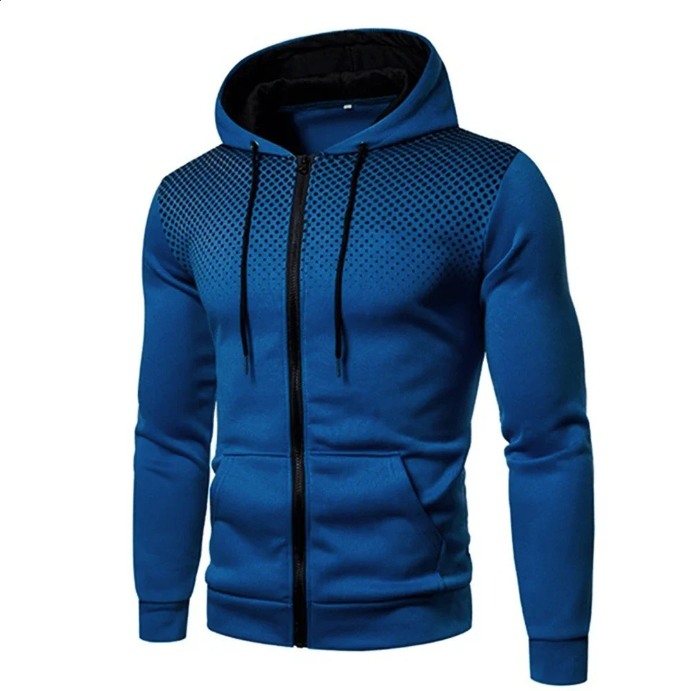 Man Hooded Cardigan Streetwear Y2K Sweatshirt dragkedja jackor polka dot tryckjacka tröjor tunna fleece zipup hoodies 240201