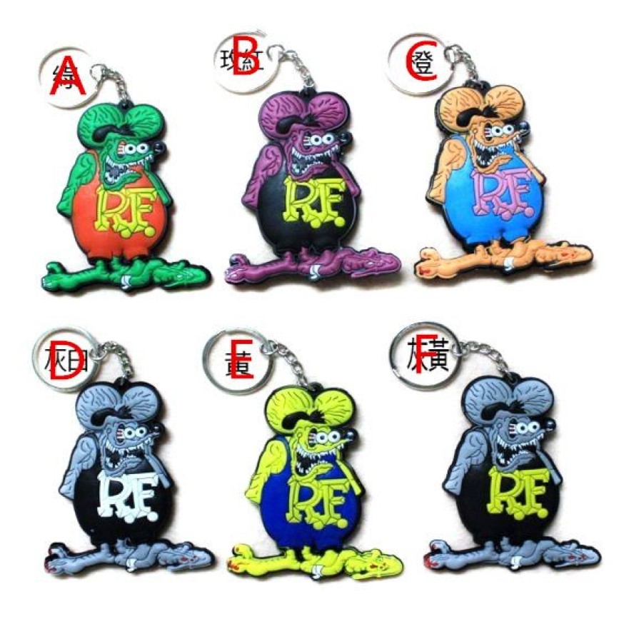 20 Stück RF Ratfink Rat Fink Maus PVC Kunststoff Schlüsselanhänger Schlüsselanhänger für Männer Whole271V