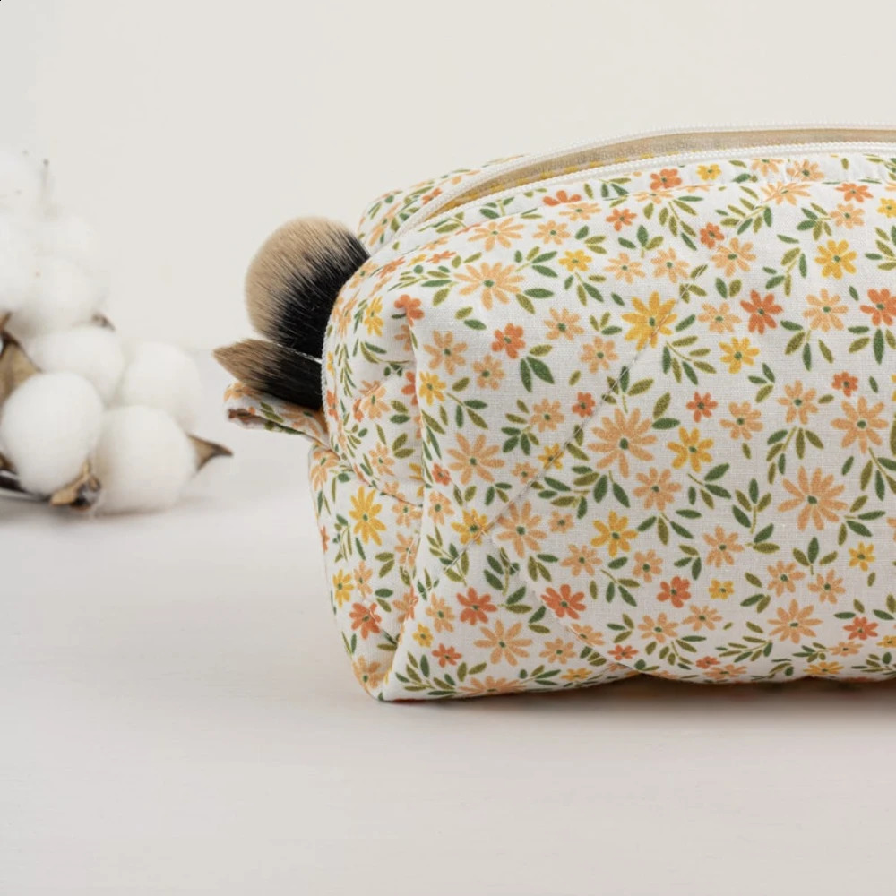 Mirosie Floral Makeup Bag Gingham Wewnętrzna podróż do pielęgnacji pielęgnacyjnej żółtej toalet