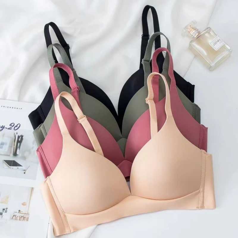 Bras Soutiens-gorge Style japonais sans couture soutiens-gorge confort sous-vêtements sans fil femmes sans anneau en acier Bralette 3/4 tasse brillant soutien-gorge femme Lingerie YQ240203