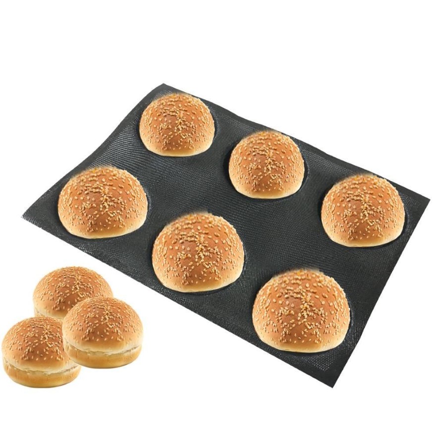 Bluedrop silicone bun bread form round shape baking sheet burgers mold non stick food grade mould kitchen tool 4 inch 6 caves Y200296U