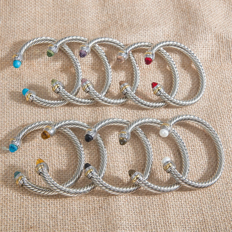 Bracelet classique en fil de câble torsadé empilable de 7mm, multicolore en laiton plaqué or, manchette en forme de C, bijoux pour femmes et hommes 240125