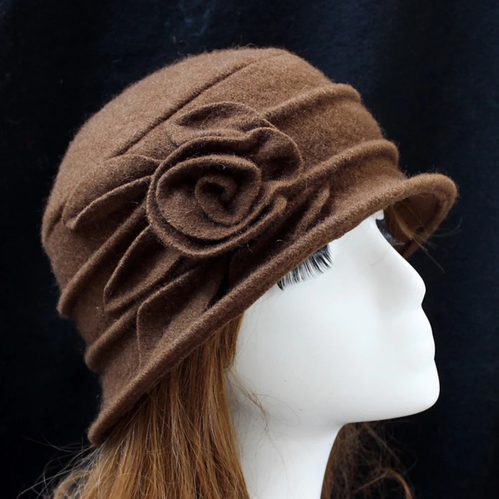 S Ankunft Vintage Frauen Wolle Kirche Cloche Flapper Hut Dame Eimer Winter Blume Kappe Großhandel Drop 240124