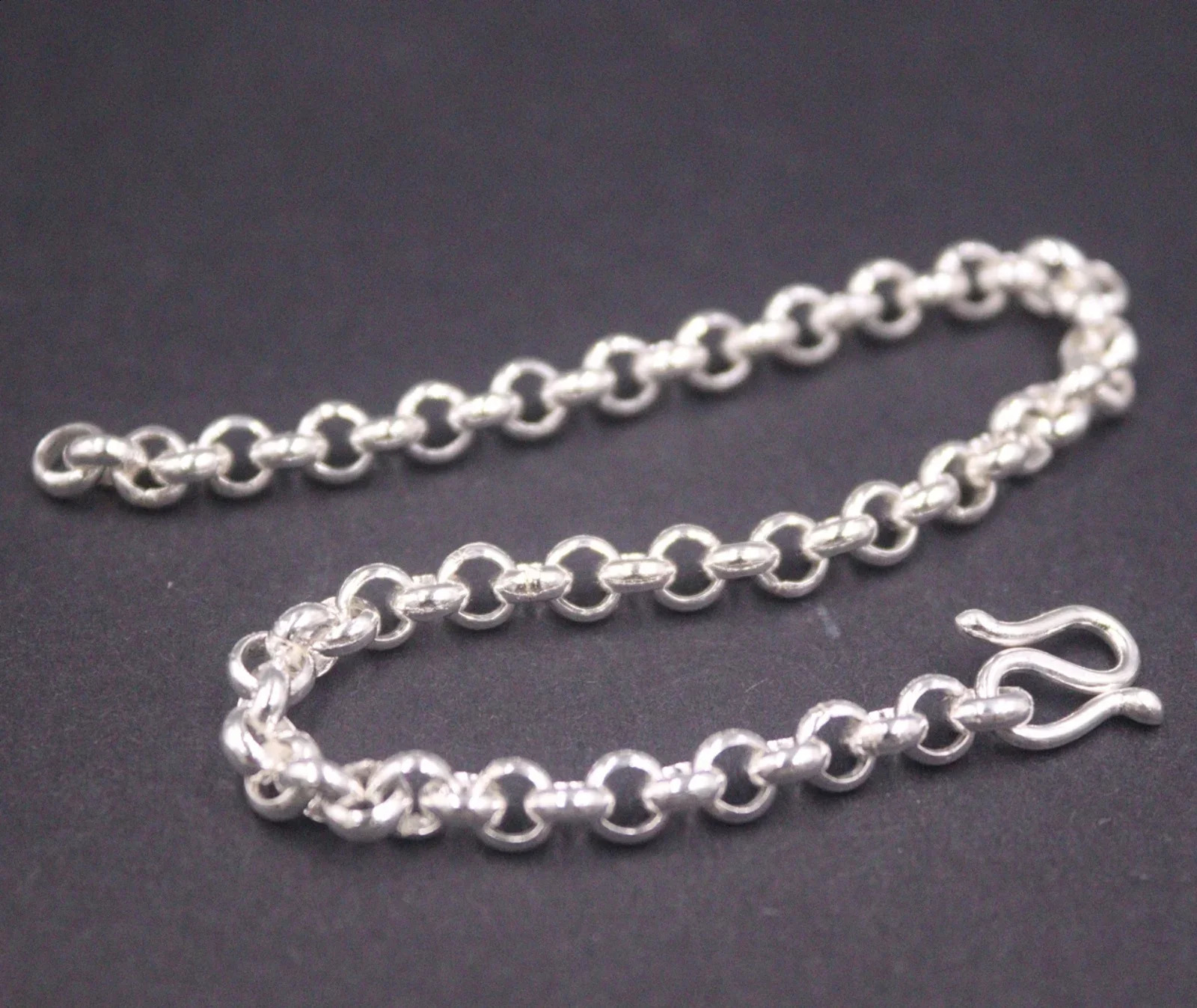 Pure 999 Silver Chain Women Gift Lucky 5mm Cable Rolo Bracelet 11g/20cm240125