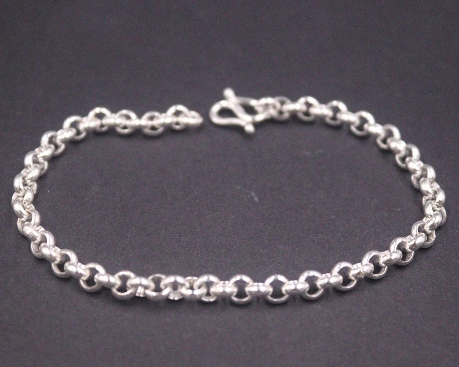 Pure 999 Silver Chain Women Gift Lucky 5mm Cable Rolo Bracelet 11g/20cm240125