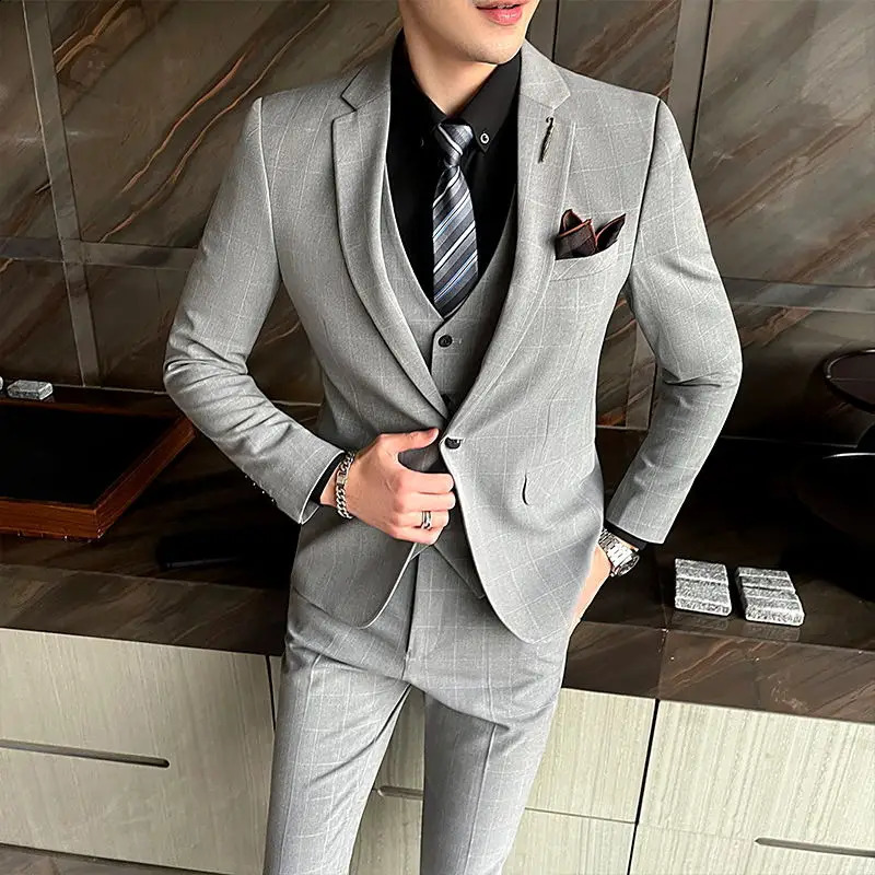 Boutique 5xlblazer västbyxor herrarnas eleganta modeverksamhet En mängd herrar Casual Formal Suit Threepiece Suit 240123