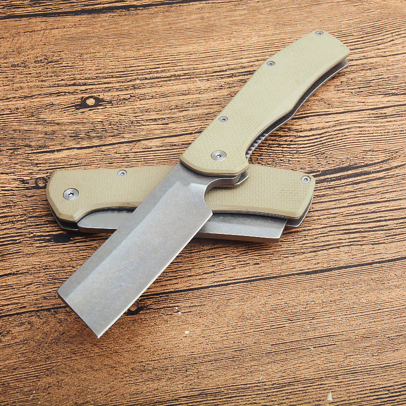 Kampanj G3553 Pocket Folding Knife 8CR13Mov Stone Wash Tanto Blade Sand G10 med rostfritt stålplåthandtag utomhusöverlevnad EDC Folding Knives