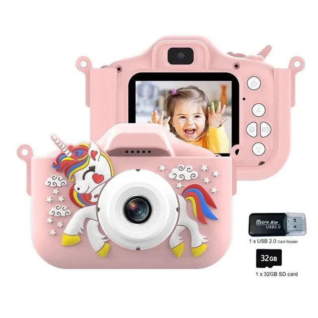 Macchina fotografica bambini 1080P HD Videocamera digitale bambini Mini Cam Display a colori Fotocamera digitale Regalo di compleanno bambini Giocattoli bambini con scheda di memoria