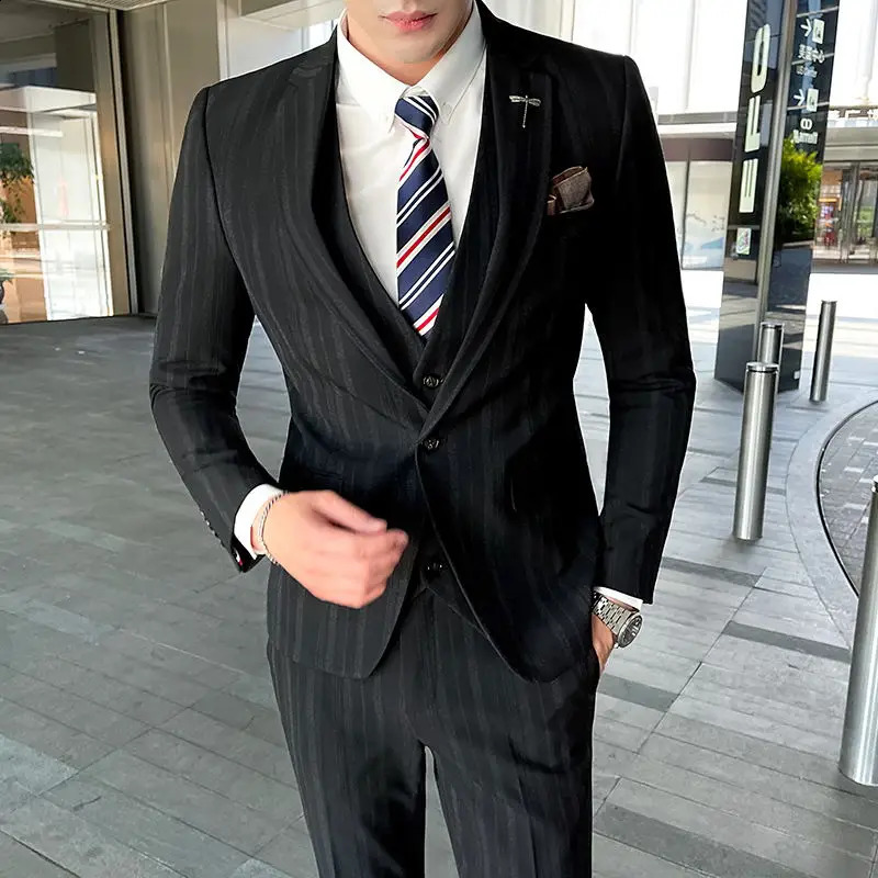 Boutique 5xlblazer colete calças masculinas elegante moda negócios uma variedade de senhores casual terno formal terno de três peças 240123