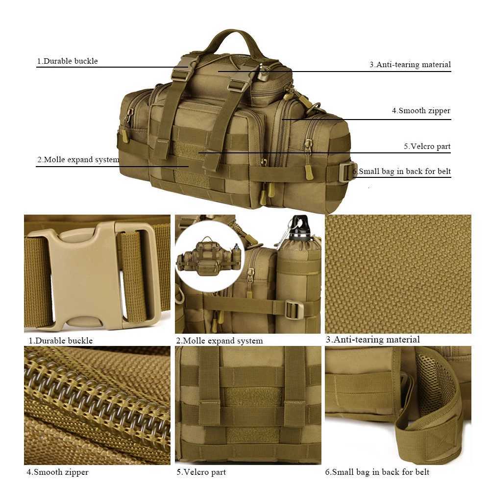 إكسسوارات حقيبة الكاميرا Molle Military Caist Cameras Crossbody Fanny Pack Tactics Camo Assault Camping Hunting Fishing Rucksack YQ240204