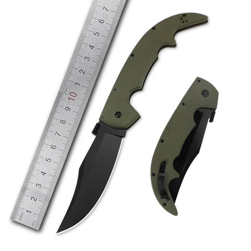 Duże przetrwanie Składanie noża AUS-10A Stone Wash / Black Blade G10 Rękołaj