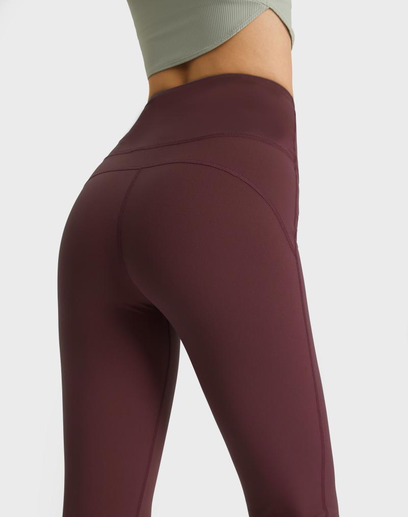 Lu-L204 Groove Fitness Leggings Gym Women Yoga Pants Elastic Wide Leg Flare Leggings High Waist Thin Summer Flare Pant