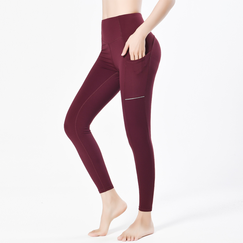 LL-3952 Kvinnor Yoga Leggings Pants Fitness Push Up Training Running med Side Pocket Gym Seamless Peach Butt Tight Pants
