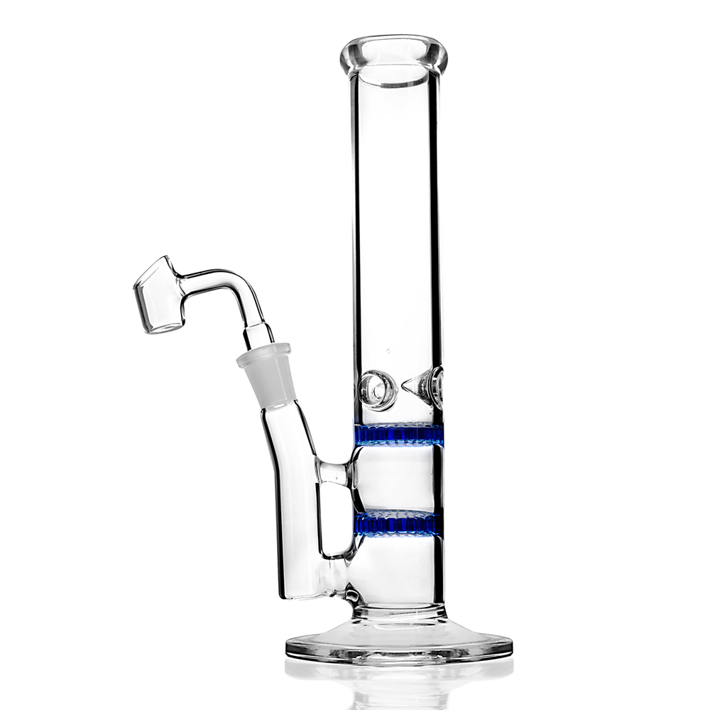 solid base glass Hookah Bongs with honeycomb turbine perc smoking water pipe dab rig with 14mm joint