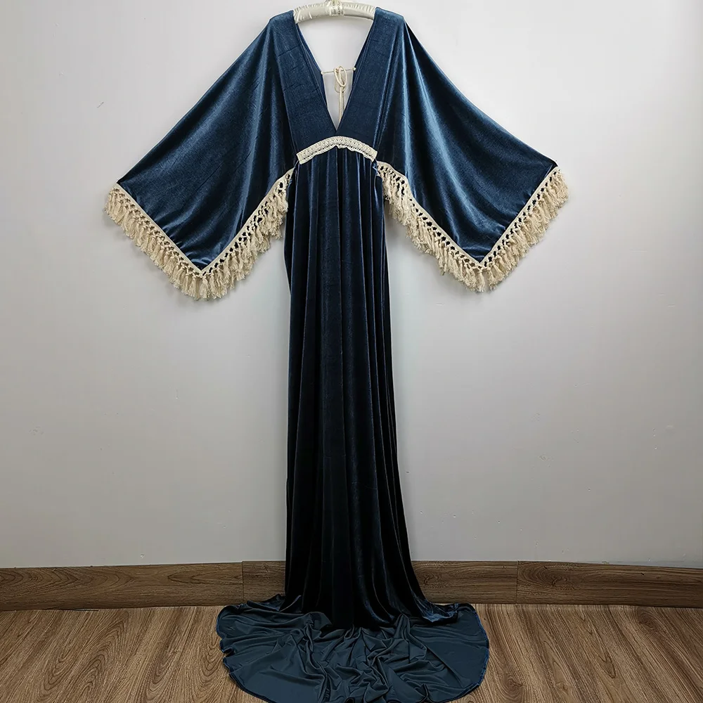 Sukienki Don Judy Custom Colours Velvet Boho Matnity Długość sukienka do sesji zdjęciowej Bohemian vneck ciążowe ubrania fotograficzne sesje 2022