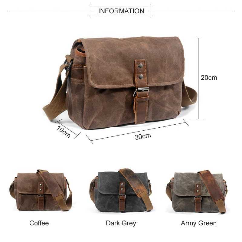 Camera bag accessories Waterproof Retro Batik Canvas Cowhide Photography Video Messenger Bag Men Women Casual Shoulder Travel Case for DSLR YQ240204