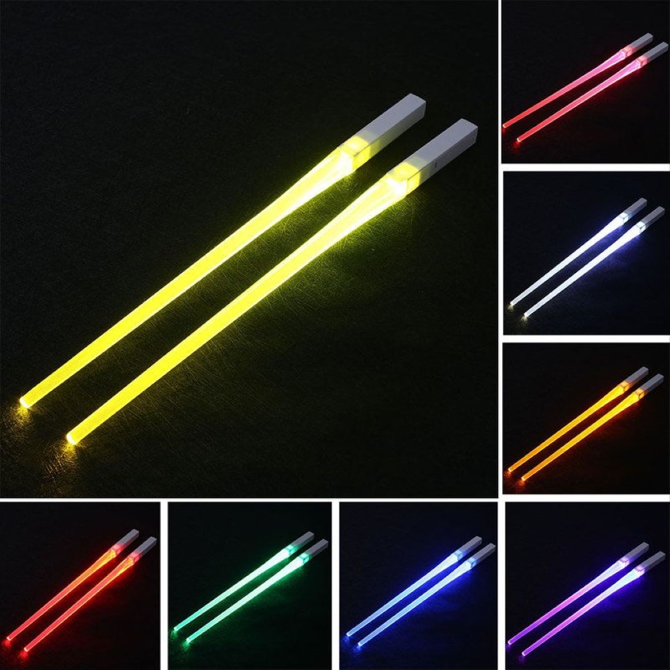 LED Lightsaber Chopsticks återanvändbar Ljus upp pinnkök Party Tabellery Creative Drable Light Glowing Chopstick Gift235d