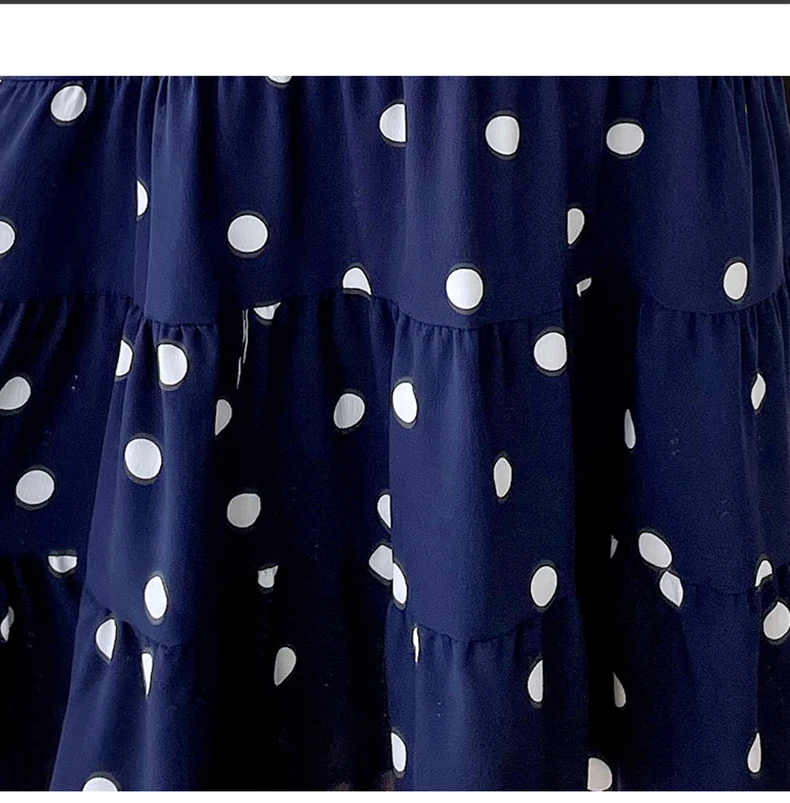 Dresses Maternity Clothes for Summer Sweet Bow Lace Peter Pan Collar Polka Dot Chiffon Dress Pregnant Woman Ball Gown Dresses Navy Blue