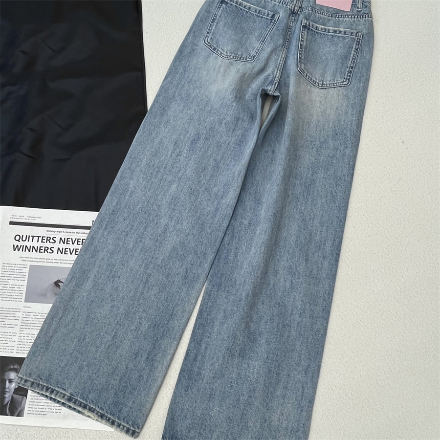 Pantaloni jeans da donna firmati classici e minimalisti europei e americani a vita alta con diamanti caldi a vita alta casual versatili quotidiani