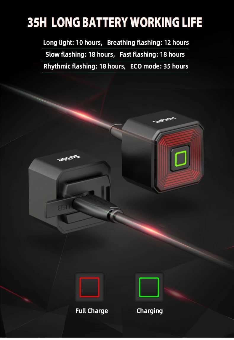 Andra belysningstillbehör Super II Cubelite Bicycle Taillight Intelligent Sensor Brake Lights USB Road Cykel MTB Cubelite2 Bakre bakljus YQ240205