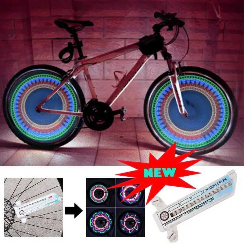 Andra belysningstillbehör cykelcykeldäckdäckhjulslampor 16 LED -flash talade ljus varningsljus färgglad cykel lamphjul ljus cykeltillbehör yq240205