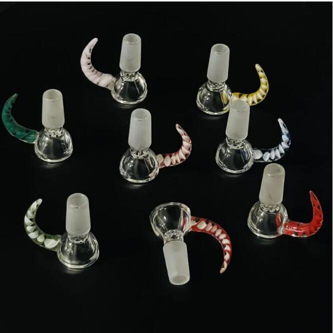 Horn snow bowl 14mm glass bowl Male Joint Handle Beautiful Slide bowl piece smoking Accessories For Bongs Water Pipes