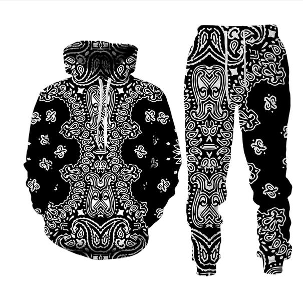 Nuovi uomini/donne stile retrò divertente stampa 3D moda tute pantaloni hip-hop + felpe con cappuccio set di tute RA46