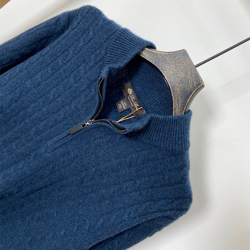 Męskie swetry zimowe loro retro kaszmirowy pokręcony pół-wysoki sweter szyi miękki i wygodny płaszcz piana