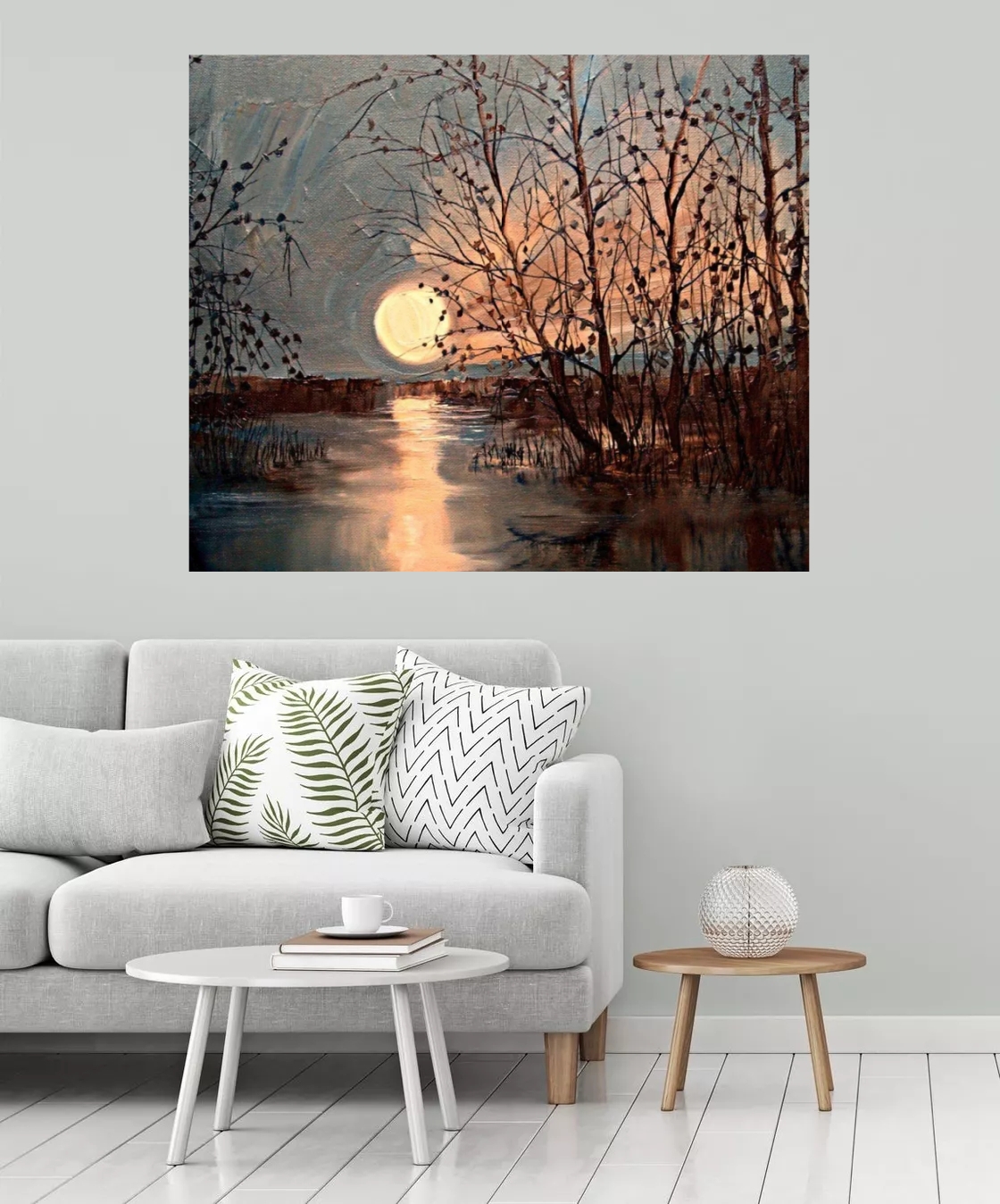 Wunderschöne Mondlandschaft, Ölgemälde, Reproduktion von reiner Hand, zeitgenössische Wandkunst, Gemälde für Schlafzimmer, Heimdekoration, Weihnachtsgeschenke, ohne Rahmen