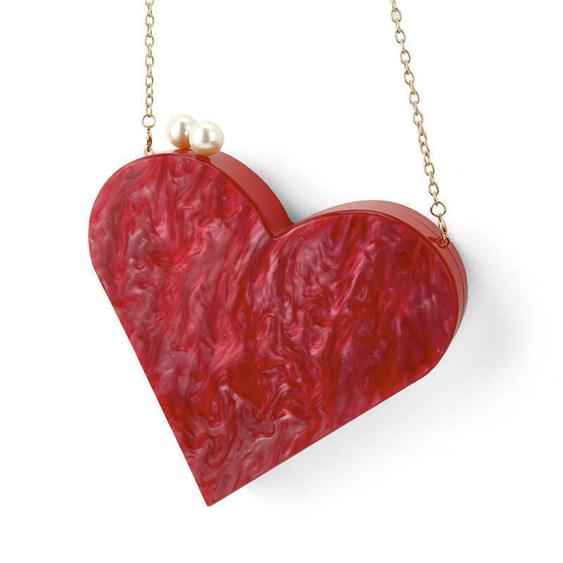 NOWOŚĆ KOBIETA One ramię ukośny Krzyż Perly Acryl Serce Bag Personalizowany i kreatywny w kształcie serca Wedding Beach Work 240205