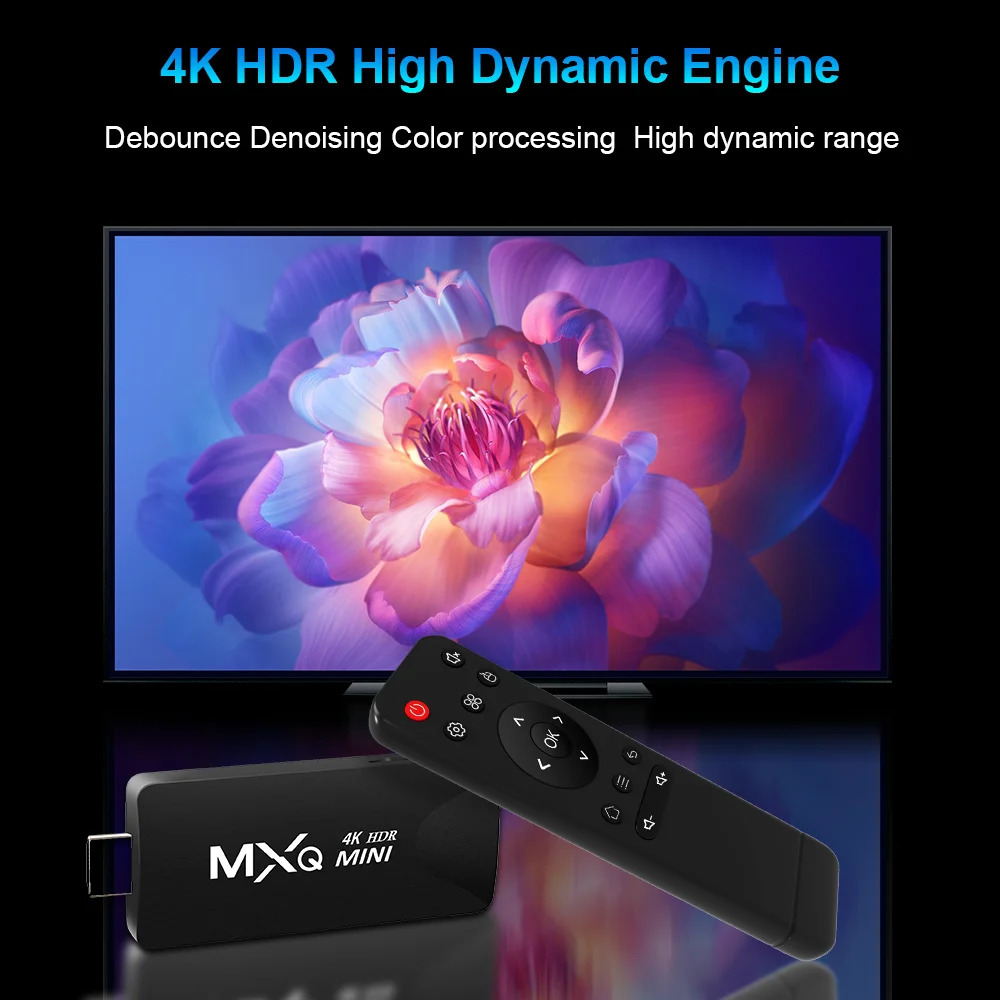 Hongtop MXQmini Android Mini TV Stick 10 Quad Core Support 4K HD Box H265 24G WIFI Streaming Smart Set Top 240130