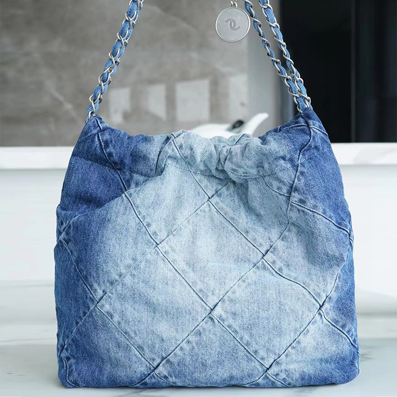 Designer sacola corrente de lixo denim bolsa de ombro bolsa embreagem viagem compras saco de praia bolsa crossbody bolsa de moda totes 2 peças grande capacidade