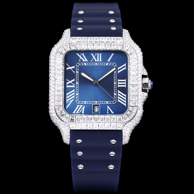 Handgefertigte Diamant-Herren-Designeruhr, automatisches mechanisches 8215-Uhrwerk, 40 mm Saphir-Kautschukarmband, mehrere Farben, hochwertige Armbanduhr