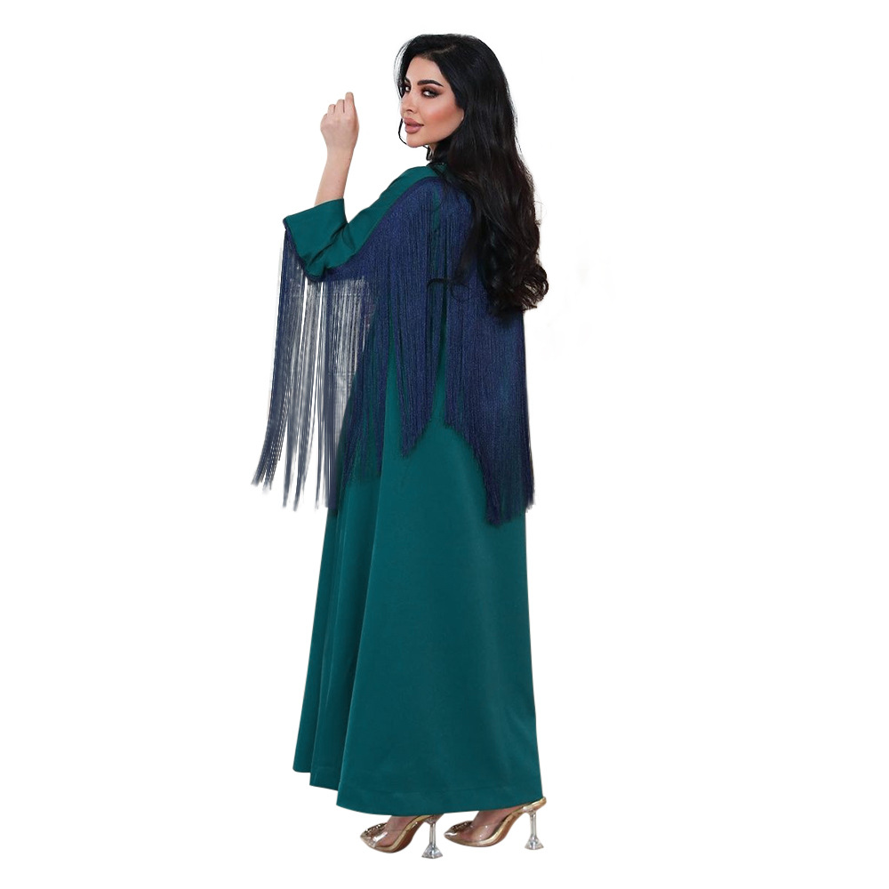 Moda Tassels Bliski Wschód Diamond szatę akbaya sukienka Dubai Arabian Women Ethnic Ubranie muzułmańskie suknia imprezy caftan marocain femme