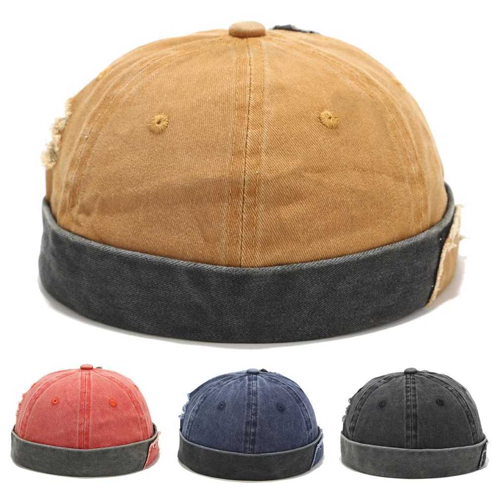 Beanie/Skull Caps Brimless Men Hat Docker Hat Beanie Sailor Hats Street Biker Hat Caps for Men cap Beanies vintage調整可能なヒップホップハットyq240207